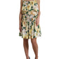Yellow Floral Print Cotton Mini Dress