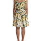Yellow Floral Print Cotton Mini Dress