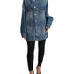 Blue Washed Cotton DENIM Jeans Coat Jacket