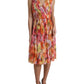 Multicolor Sunflower Print Silk Midi Dress