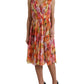 Multicolor Sunflower Print Silk Midi Dress