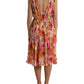 Multicolor Sunflower Print Silk Midi Dress