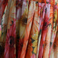 Multicolor Sunflower Print Silk Midi Dress