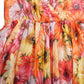 Multicolor Sunflower Print Silk Midi Dress