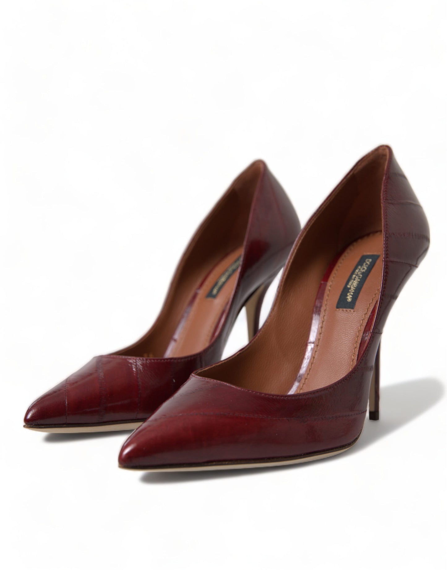 Elegant Bordeaux Eel Skin Pumps