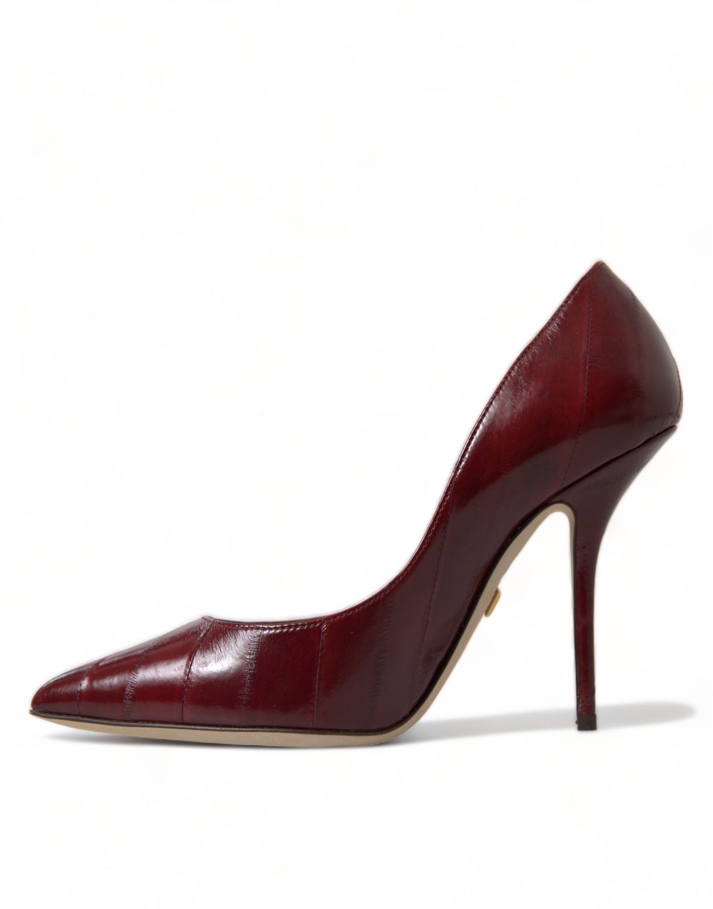 Elegant Bordeaux Eel Skin Pumps