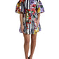Multicolor Striped Floral Print Mini Dress