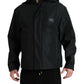 Black Polyester Logo Plaque Hooded Jacket