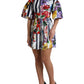 Multicolor Striped Floral Print Mini Dress