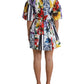 Multicolor Striped Floral Print Mini Dress