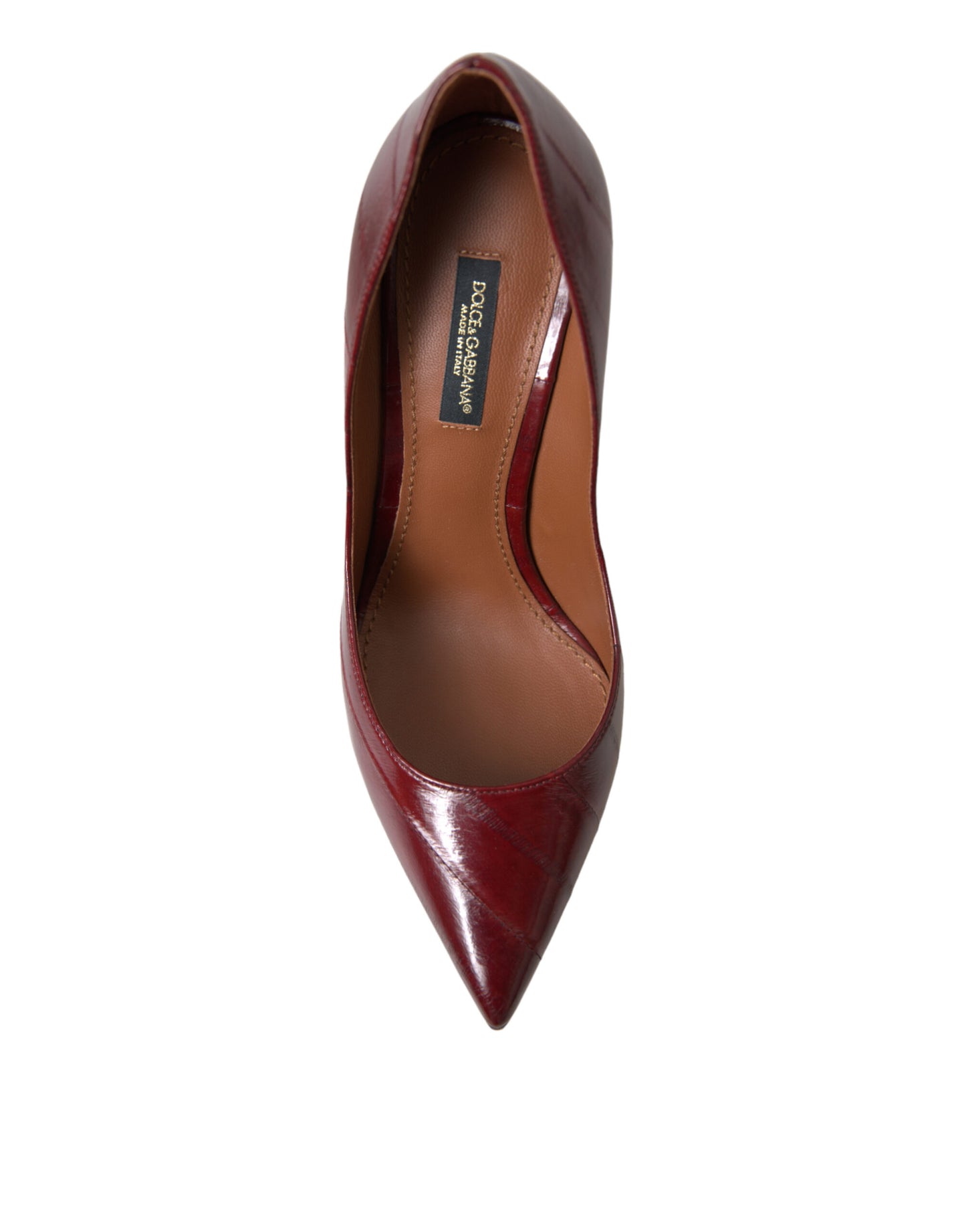 Elegant Bordeaux Eel Skin Pumps