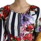 Multicolor Striped Floral Print Mini Dress