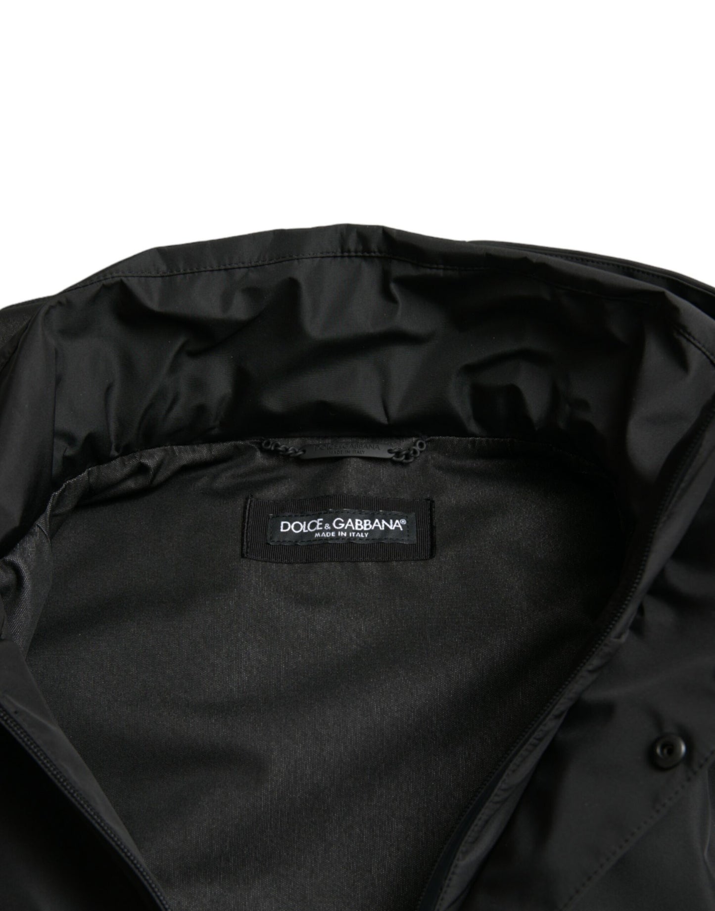 Black Polyester Logo Plaque Hooded Jacket