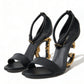 Black Leather Baroque DG Heel Sandals Shoes
