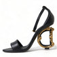 Black Leather Baroque DG Heel Sandals Shoes