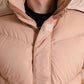 Peach Polyester Hooded Puffer Winter Jacket