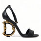 Black Leather Baroque DG Heel Sandals Shoes