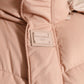 Peach Polyester Hooded Puffer Winter Jacket
