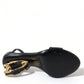 Black Leather Baroque DG Heel Sandals Shoes