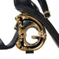 Black Leather Baroque DG Heel Sandals Shoes