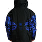 Black Blue Hooded Windbreaker Coat Jacket