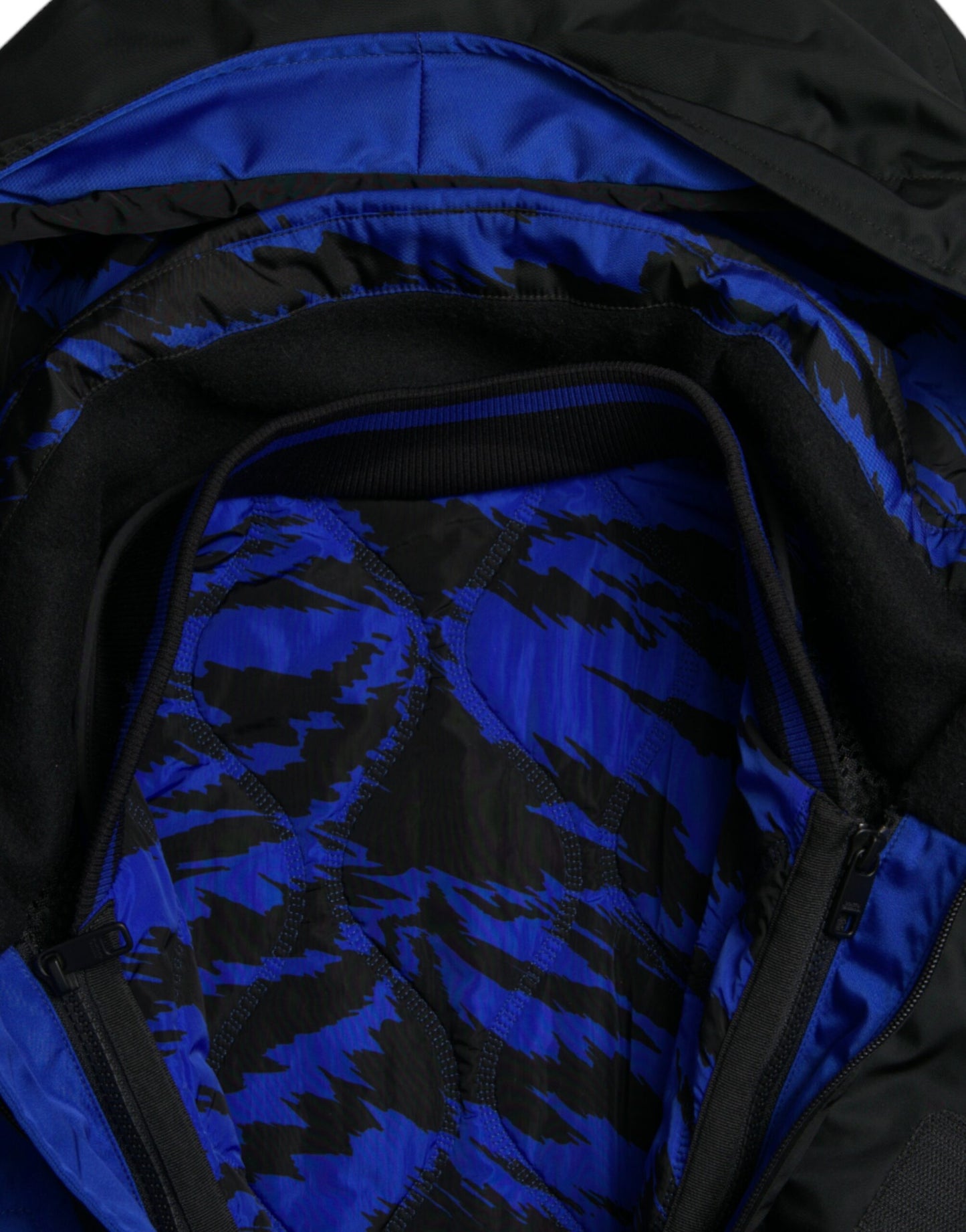 Black Blue Hooded Windbreaker Coat Jacket