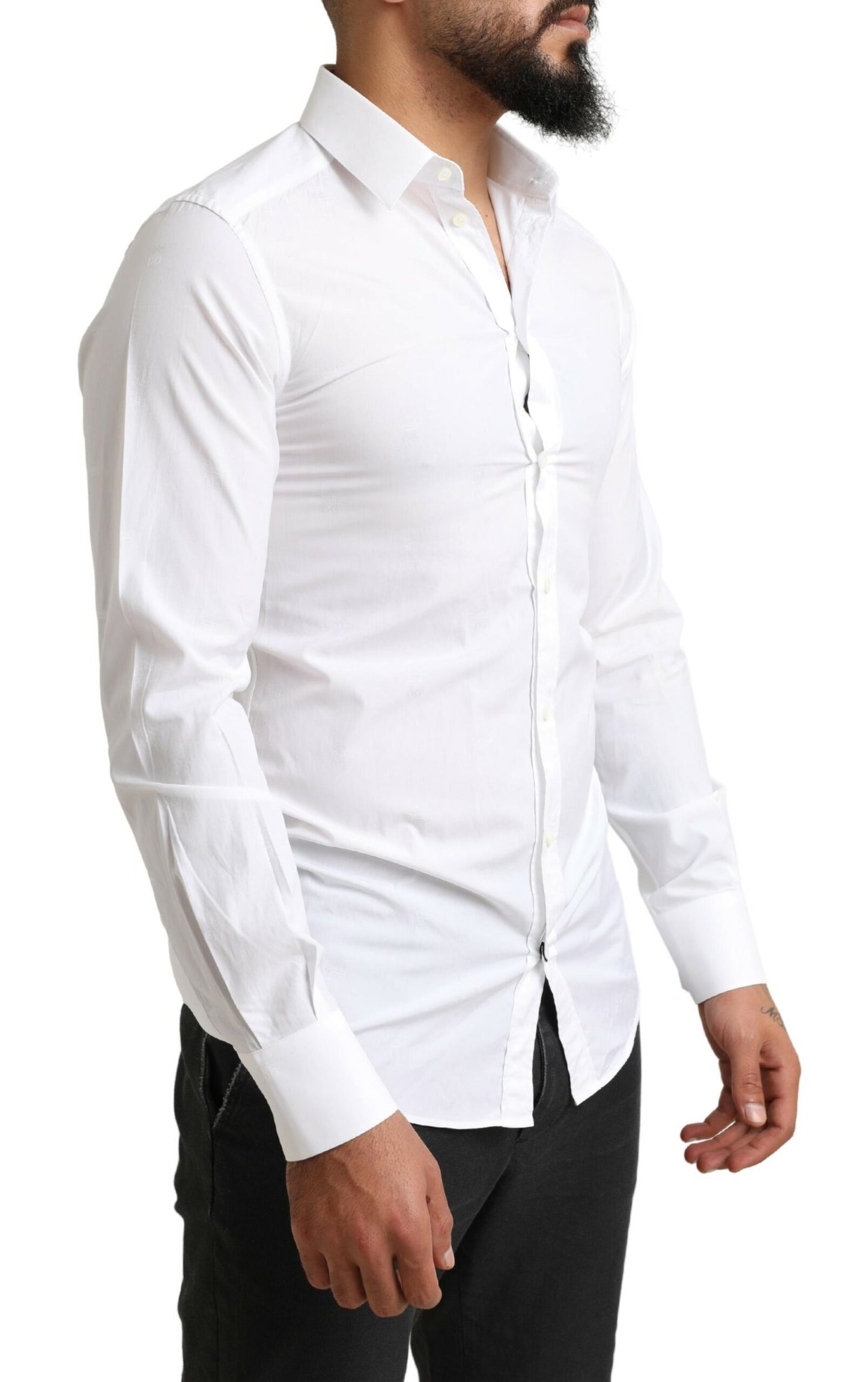 Elegant Slim Fit White Cotton Dress Shirt