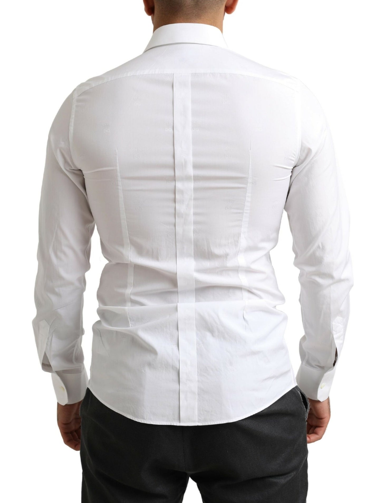 Elegant Slim Fit White Cotton Dress Shirt