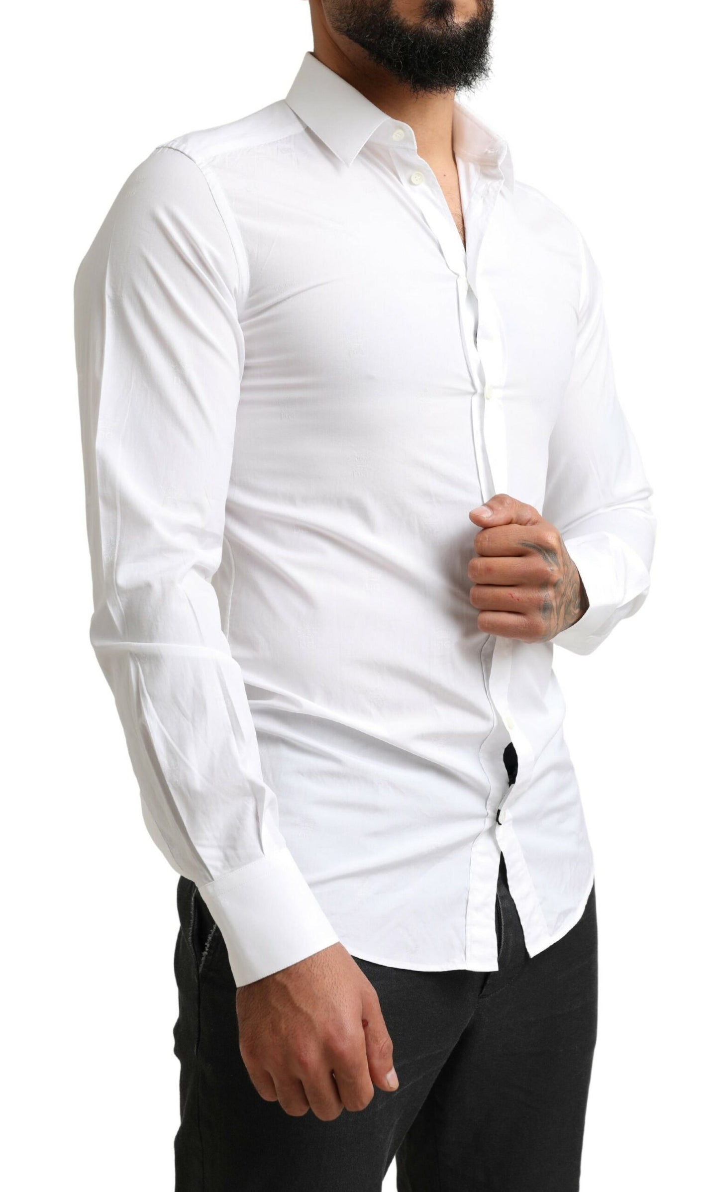 Elegant Slim Fit White Cotton Dress Shirt