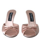 Pink Satin Slip On Heels Sandals Shoes