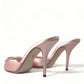 Pink Satin Slip On Heels Sandals Shoes