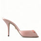 Pink Satin Slip On Heels Sandals Shoes