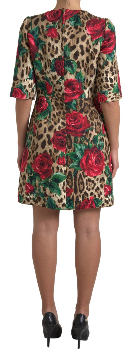 Floral Leopard Print A-Line Dress