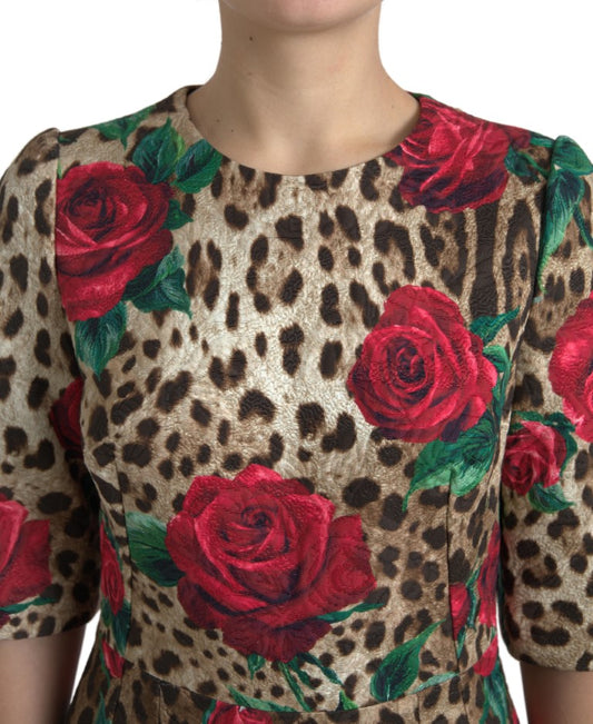 Floral Leopard Print A-Line Dress