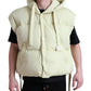 Yellow Nylon Hooded Short Sleeves Jacket