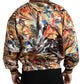 Multicolor Abstract Polyester Bomber Jacket