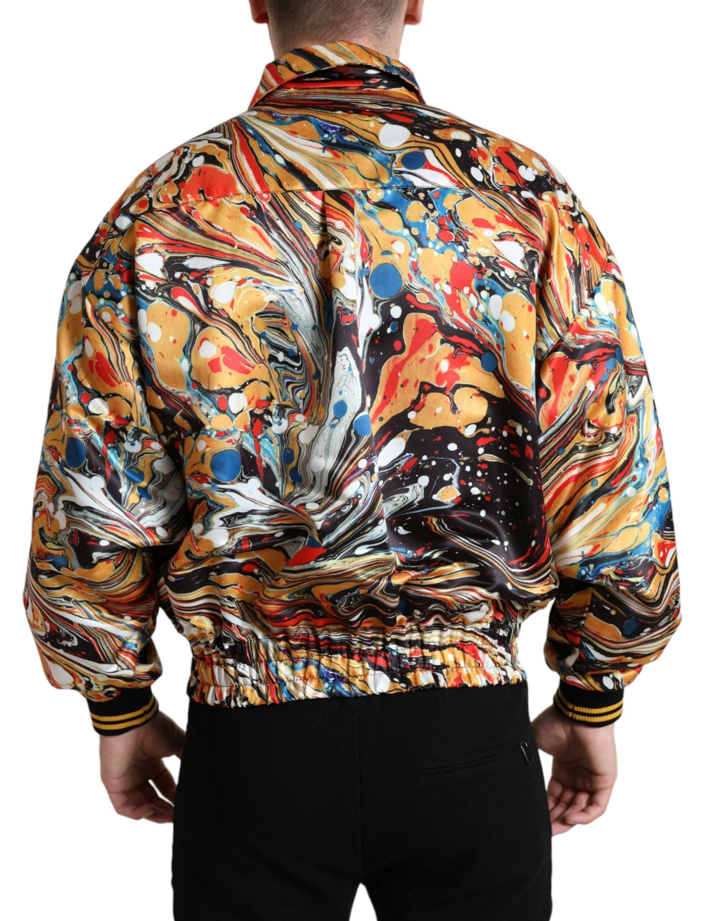 Multicolor Abstract Polyester Bomber Jacket