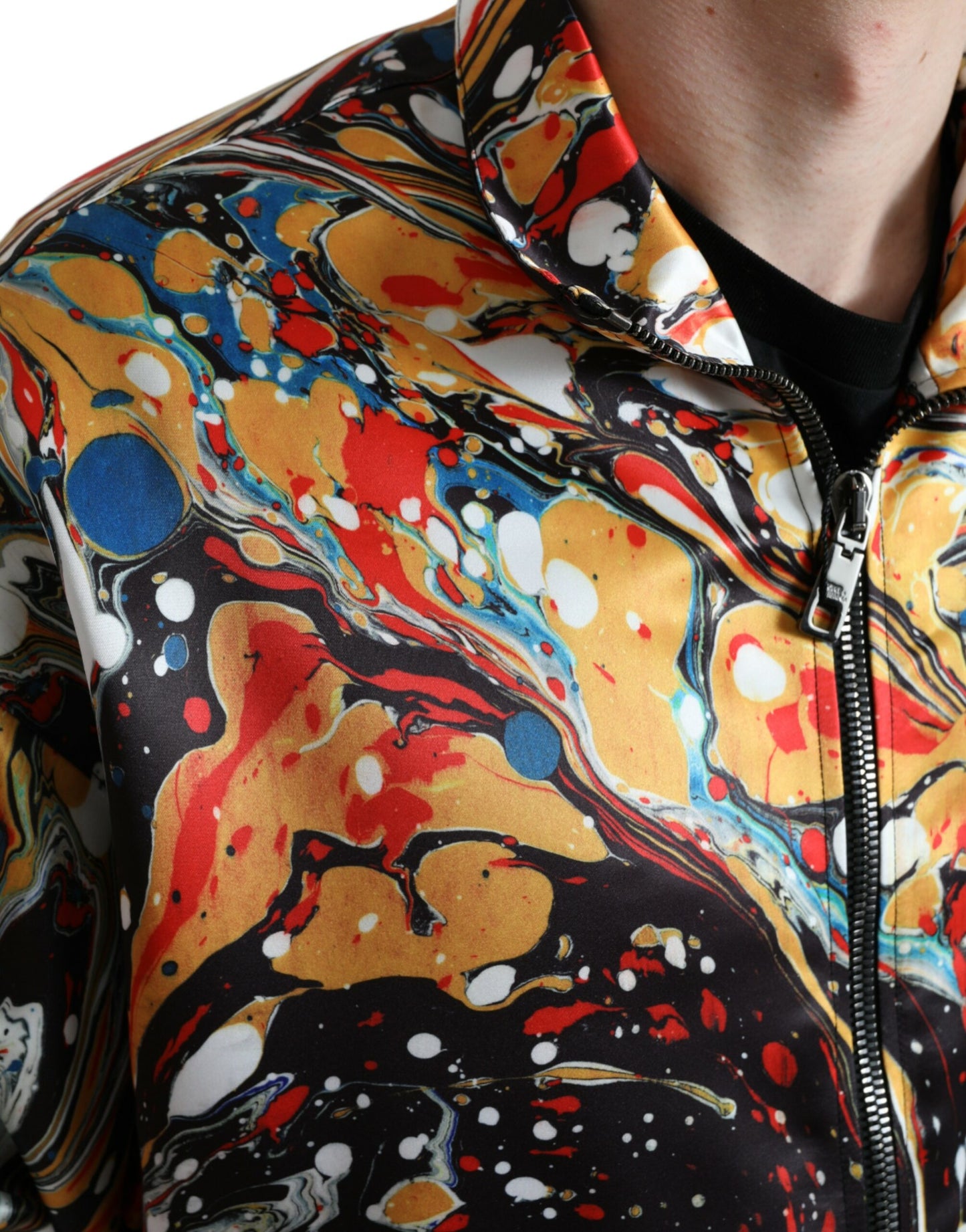 Multicolor Abstract Polyester Bomber Jacket