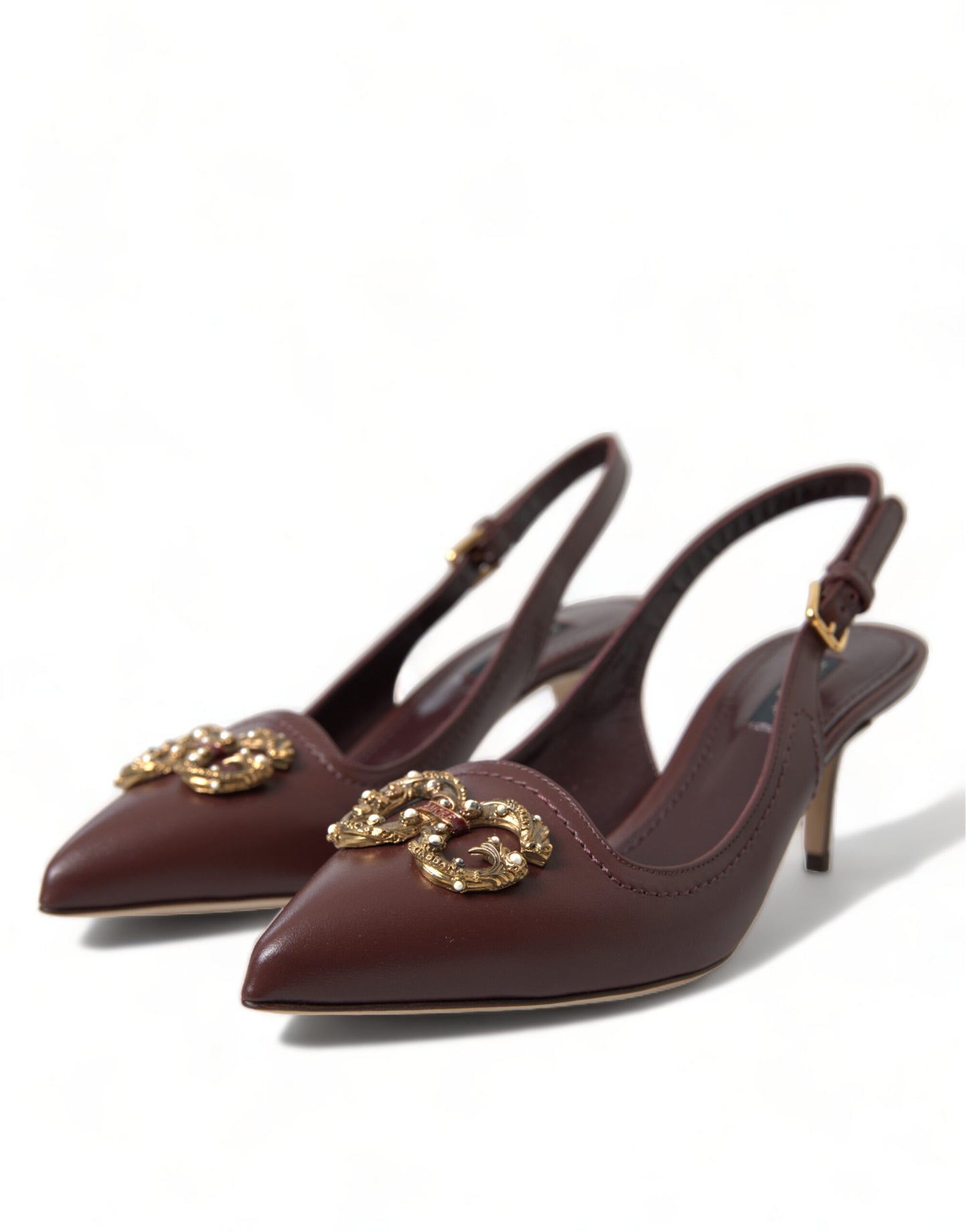 Elegant Leather Slingback Pumps - Chic Brown Hue