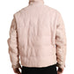 Pink Nylon Men Turtle Neck Puffer Jacket