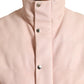 Pink Nylon Men Turtle Neck Puffer Jacket