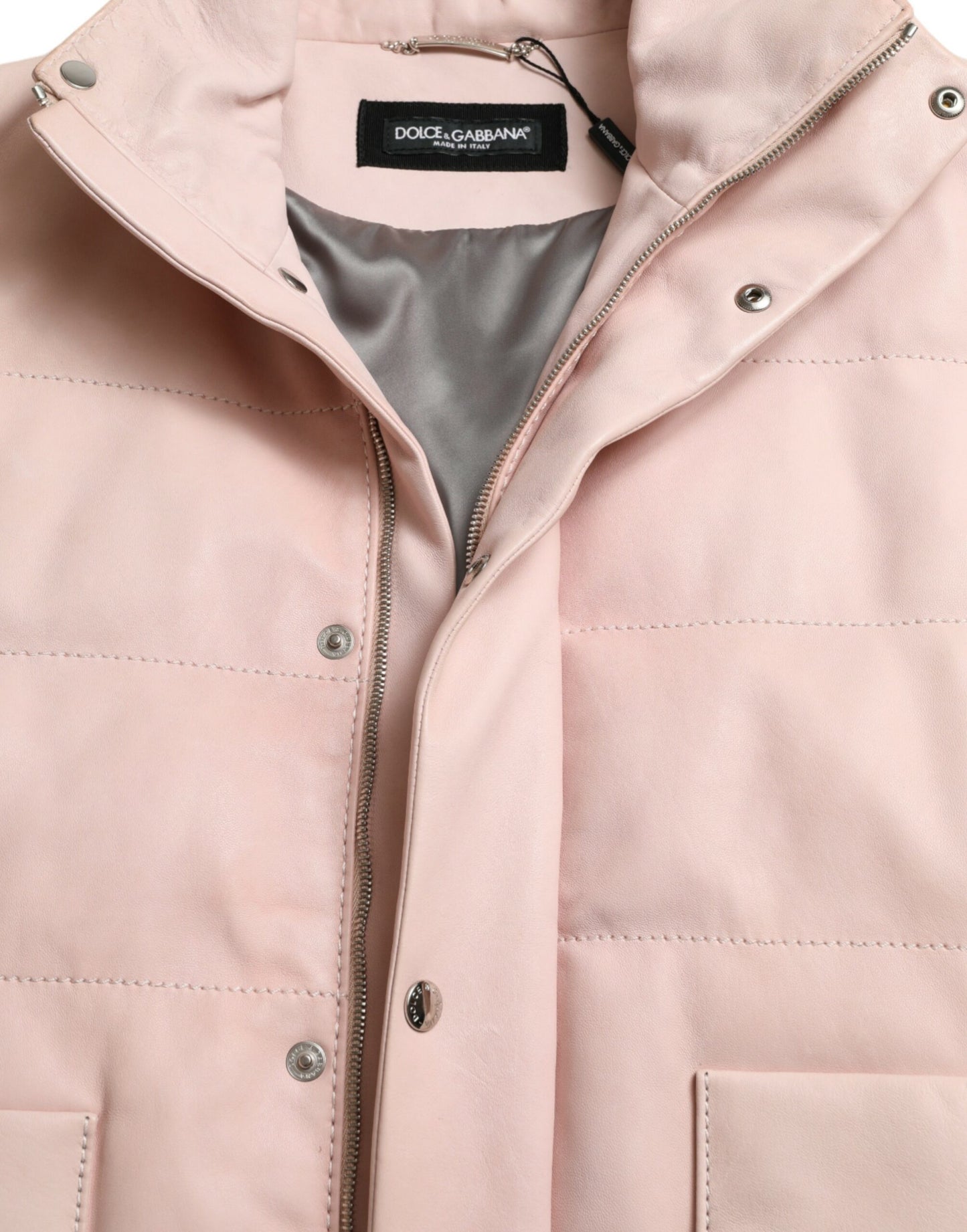 Pink Nylon Men Turtle Neck Puffer Jacket