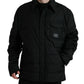 Black Polyester Quilted Logo Patch Jacket