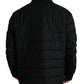 Black Polyester Quilted Logo Patch Jacket