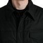 Black Polyester Quilted Logo Patch Jacket