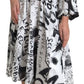 White Graffiti Long Sleeves A-line Dress