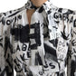 White Graffiti Long Sleeves A-line Dress