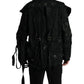 Black Patchwork Embellished Denim Jacket