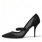 Crystal-Embellished Black Mary Jane Stilettos