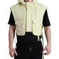 Yellow Nylon Hooded Sportswear Vest Jacket